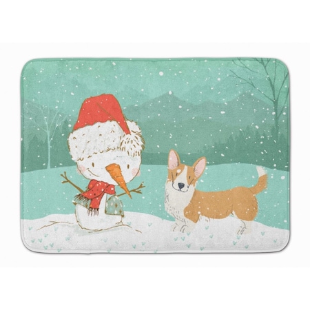 Carolines Treasures Cardigan Corgi Snowman Christmas Machine Washable Memory Foam Mat CK2063RUG